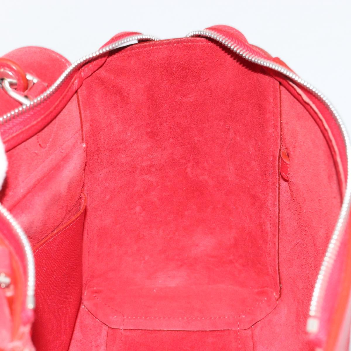 CELINE Belt Bag Micro Hand Bag Leather 2way Red Silver Auth 185181V