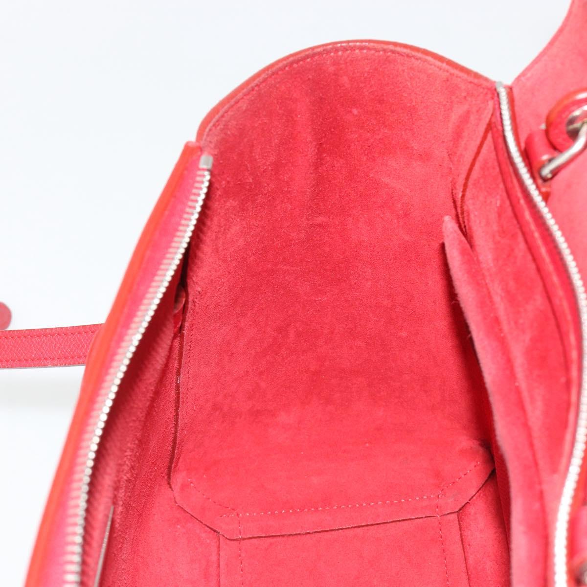 CELINE Belt Bag Micro Hand Bag Leather 2way Red Silver Auth 185181V
