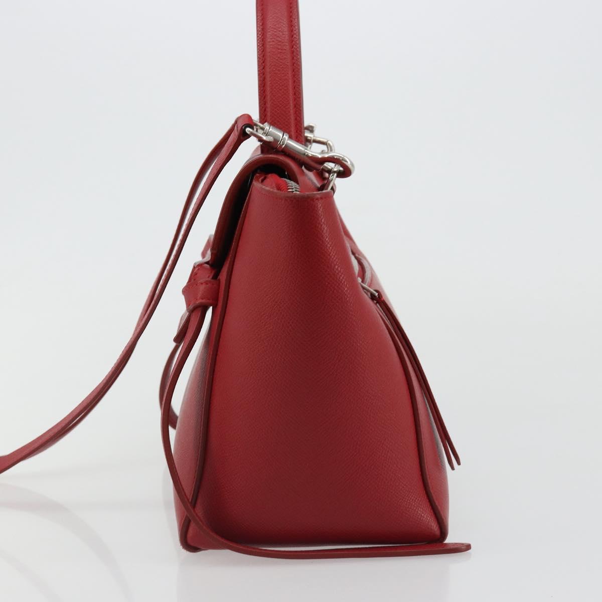 CELINE Belt Bag Micro Hand Bag Leather 2way Red Silver Auth 185181V