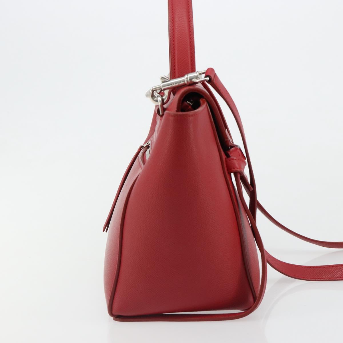 CELINE Belt Bag Micro Hand Bag Leather 2way Red Silver Auth 185181V