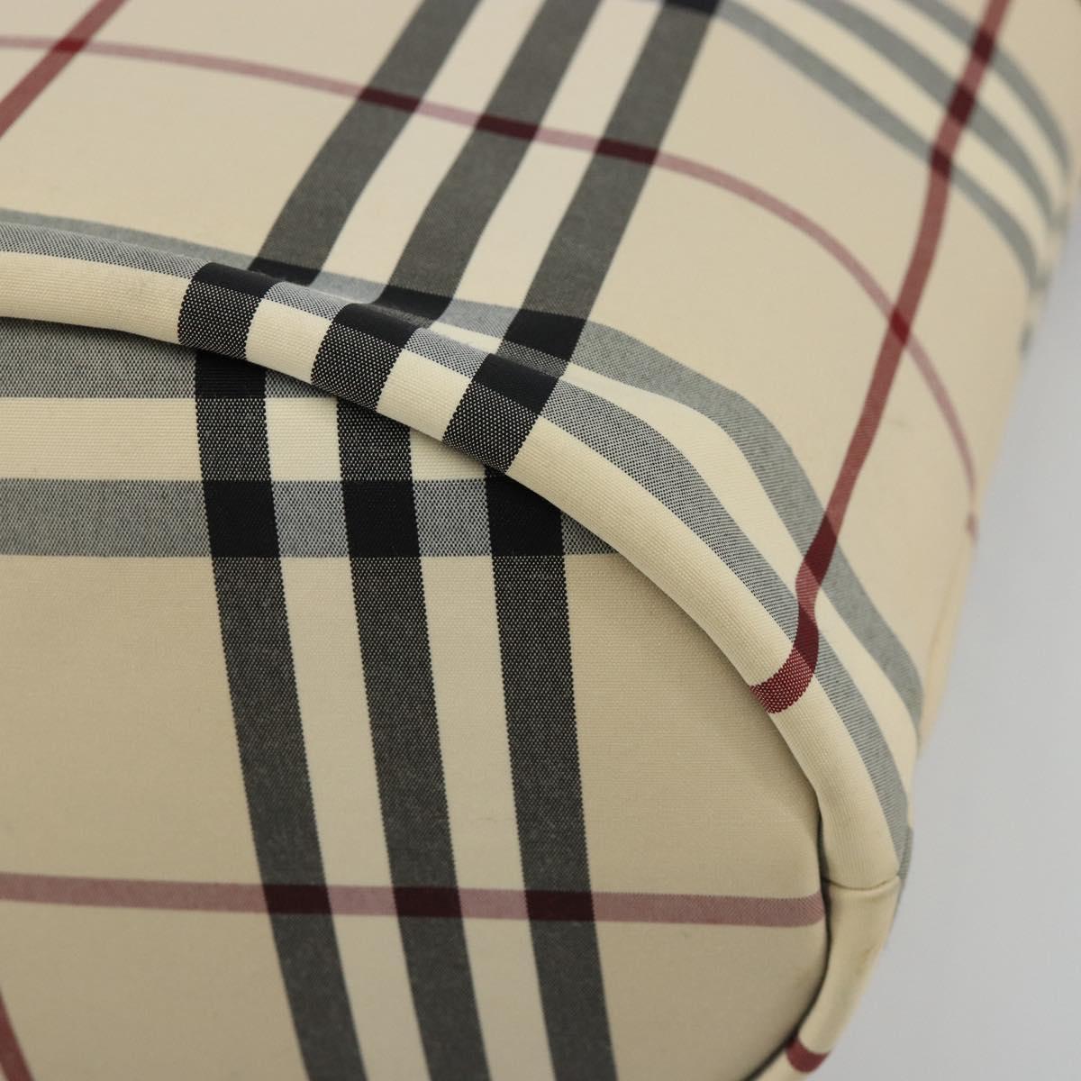 BURBERRY Nova Check Tote Bag Canvas Beige Silver Auth 185183A