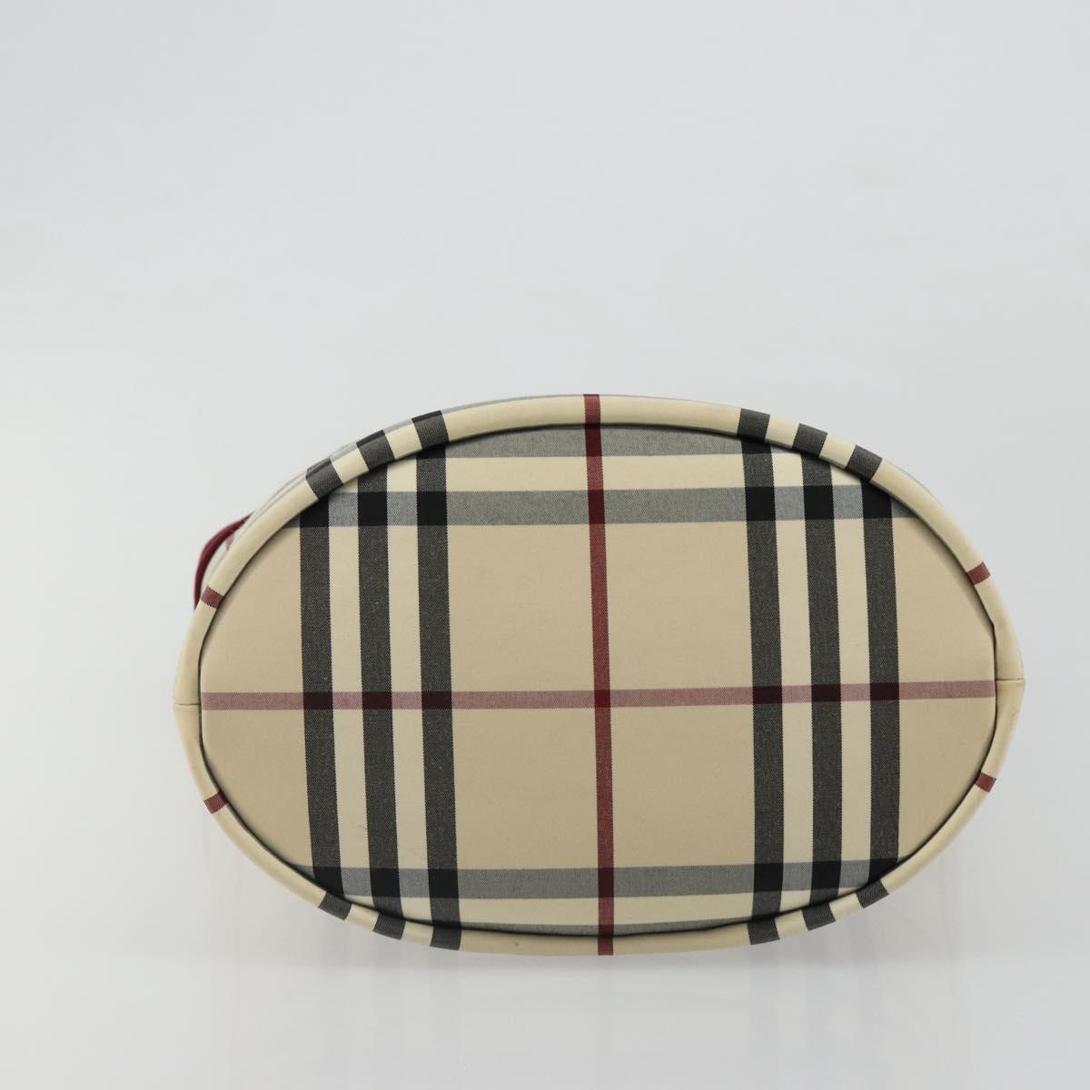 BURBERRY Nova Check Tote Bag Canvas Beige Silver Auth 185183A