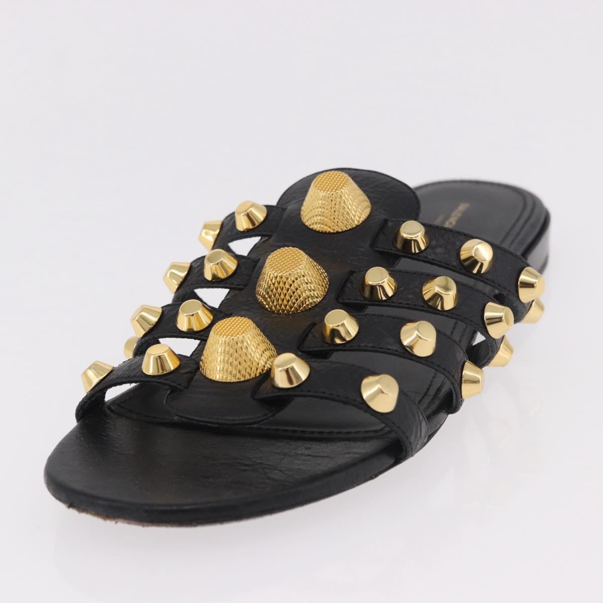 BALENCIAGA Sandals Leather Black Auth 185184A