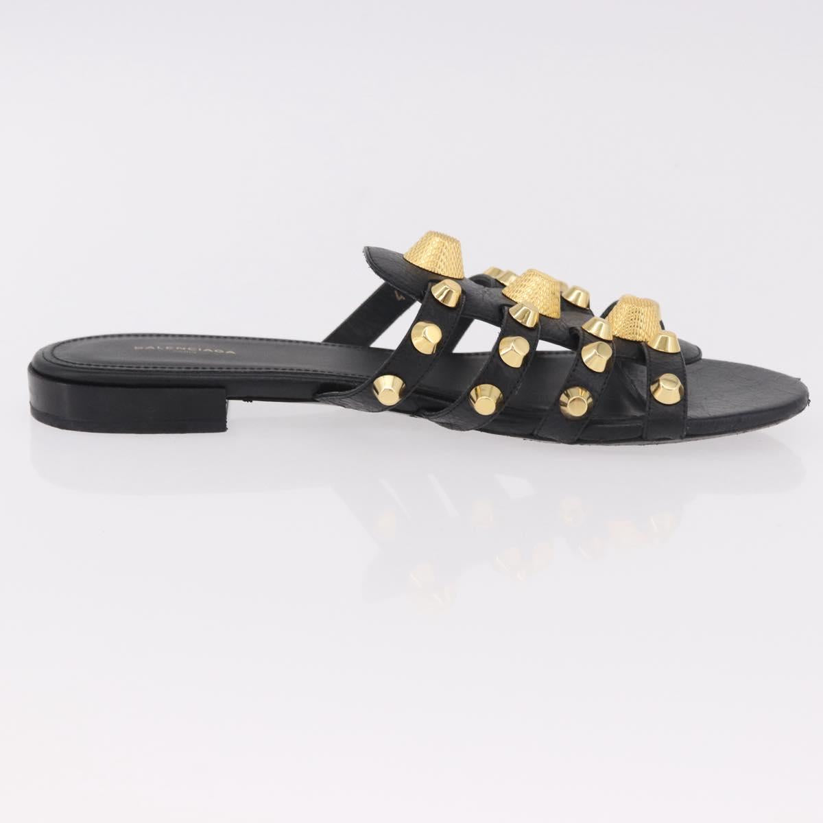 BALENCIAGA Sandals Leather Black Auth 185184A