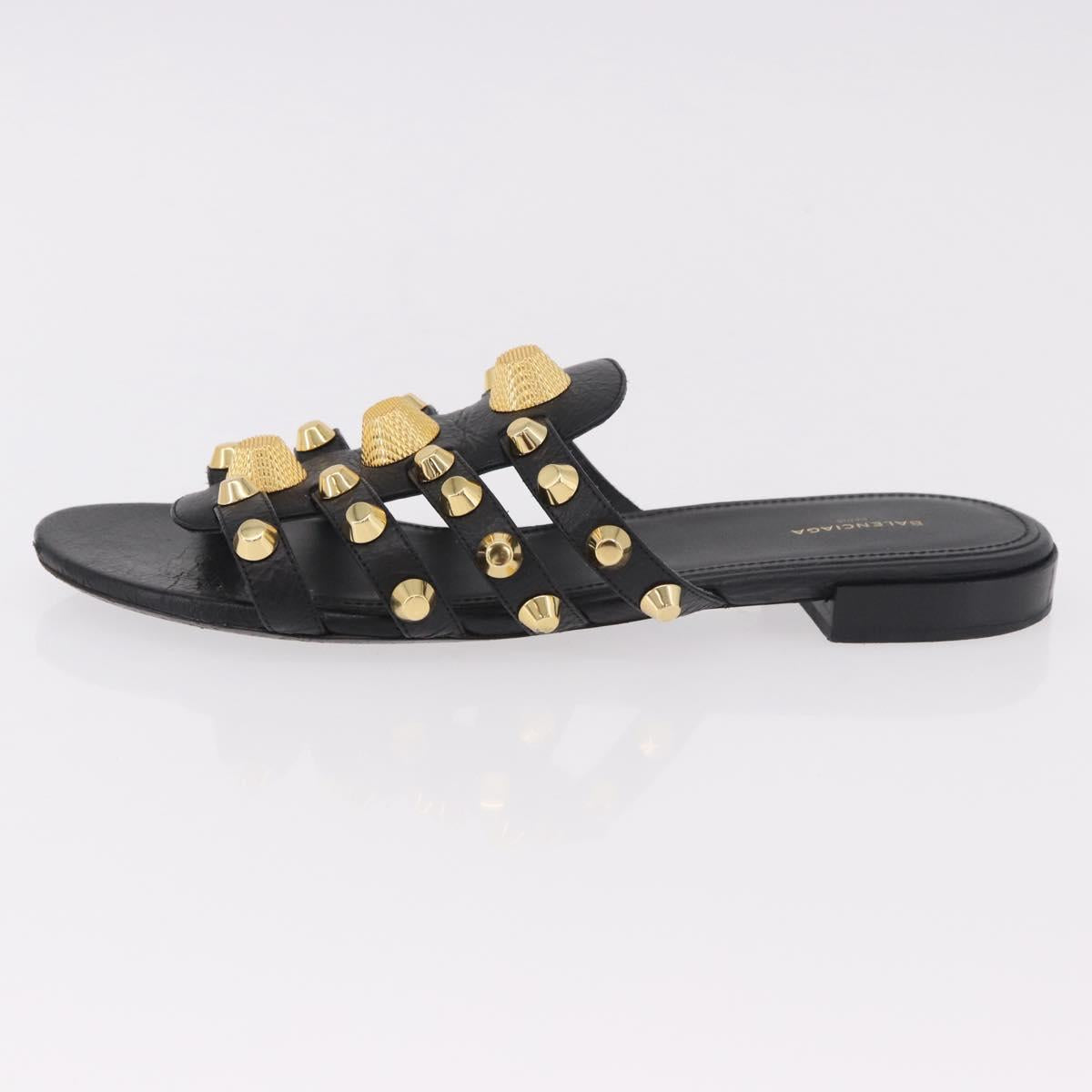 BALENCIAGA Sandals Leather Black Auth 185184A