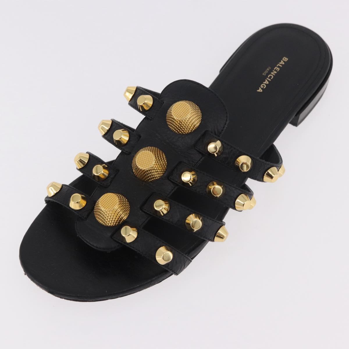 BALENCIAGA Sandals Leather Black Auth 185184A