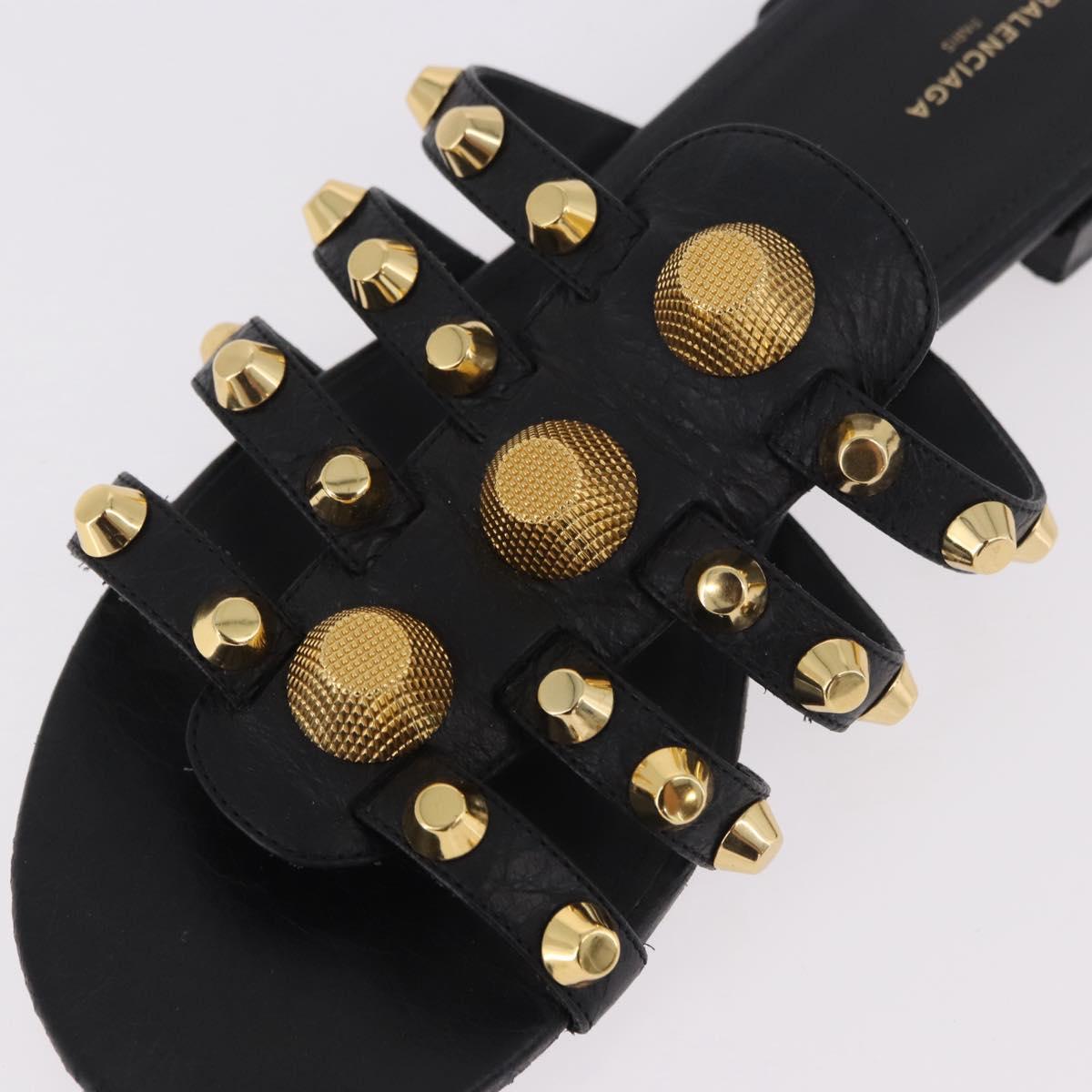 BALENCIAGA Sandals Leather Black Auth 185184A