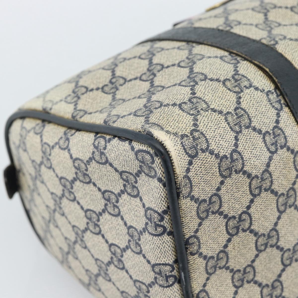 GUCCI GG Supreme Sherry Line Hand Bag PVC Navy Gold 39 02 007 Auth 185185