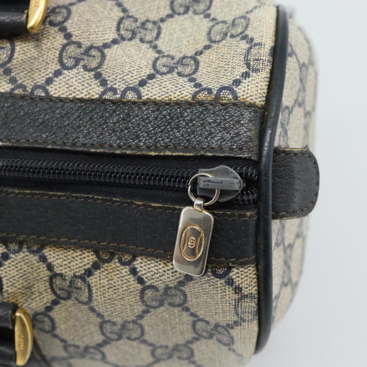 GUCCI GG Supreme Sherry Line Hand Bag PVC Navy Gold 39 02 007 Auth 185185