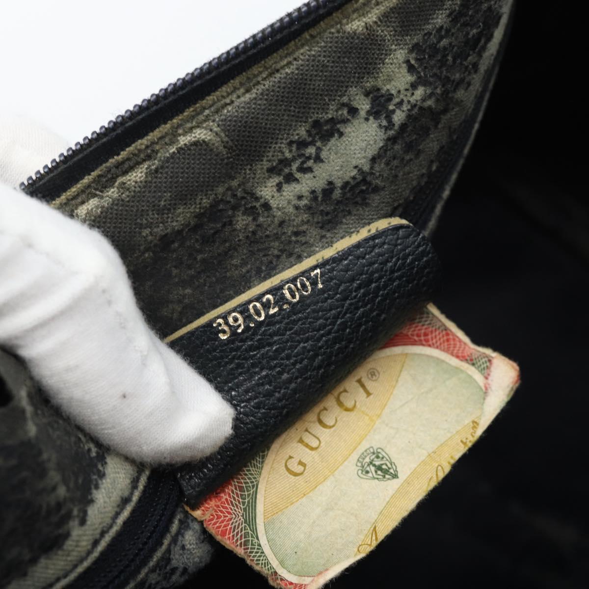 GUCCI GG Supreme Sherry Line Hand Bag PVC Navy Gold 39 02 007 Auth 185185