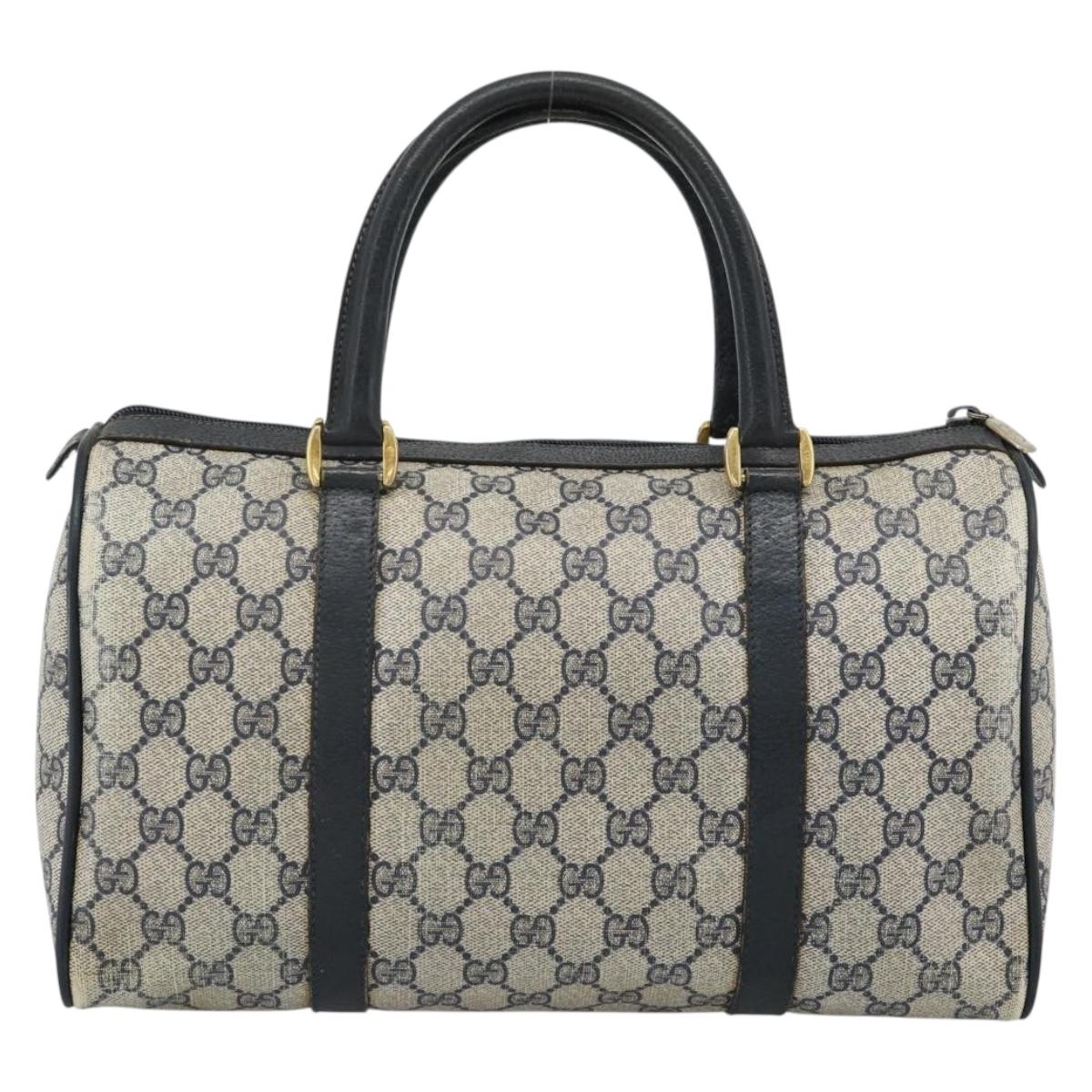 GUCCI GG Supreme Sherry Line Hand Bag PVC Navy Gold 39 02 007 Auth 185185