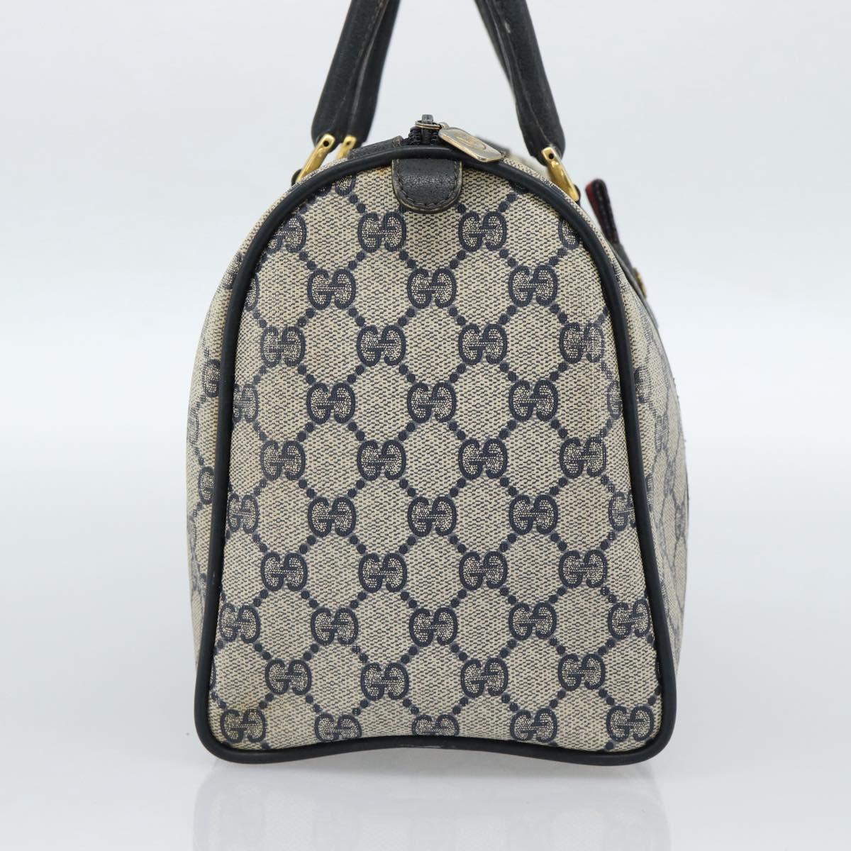 GUCCI GG Supreme Sherry Line Hand Bag PVC Navy Gold 39 02 007 Auth 185185