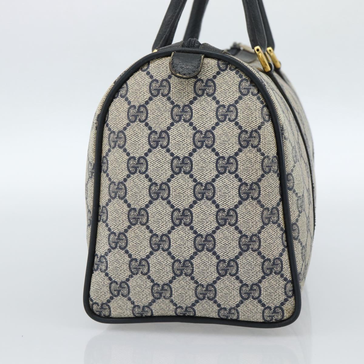 GUCCI GG Supreme Sherry Line Hand Bag PVC Navy Gold 39 02 007 Auth 185185