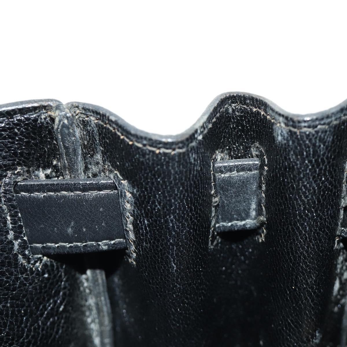 HERMES Kelly 28 Hand Bag Box Calfskin 2way Black Gold Auth 185189SM