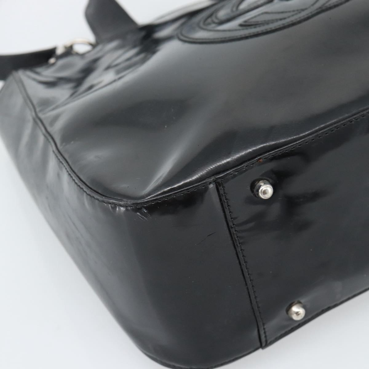 GUCCI Hand Bag Patent Leather 2way Black Silver 000 1013 0504 Auth 185190