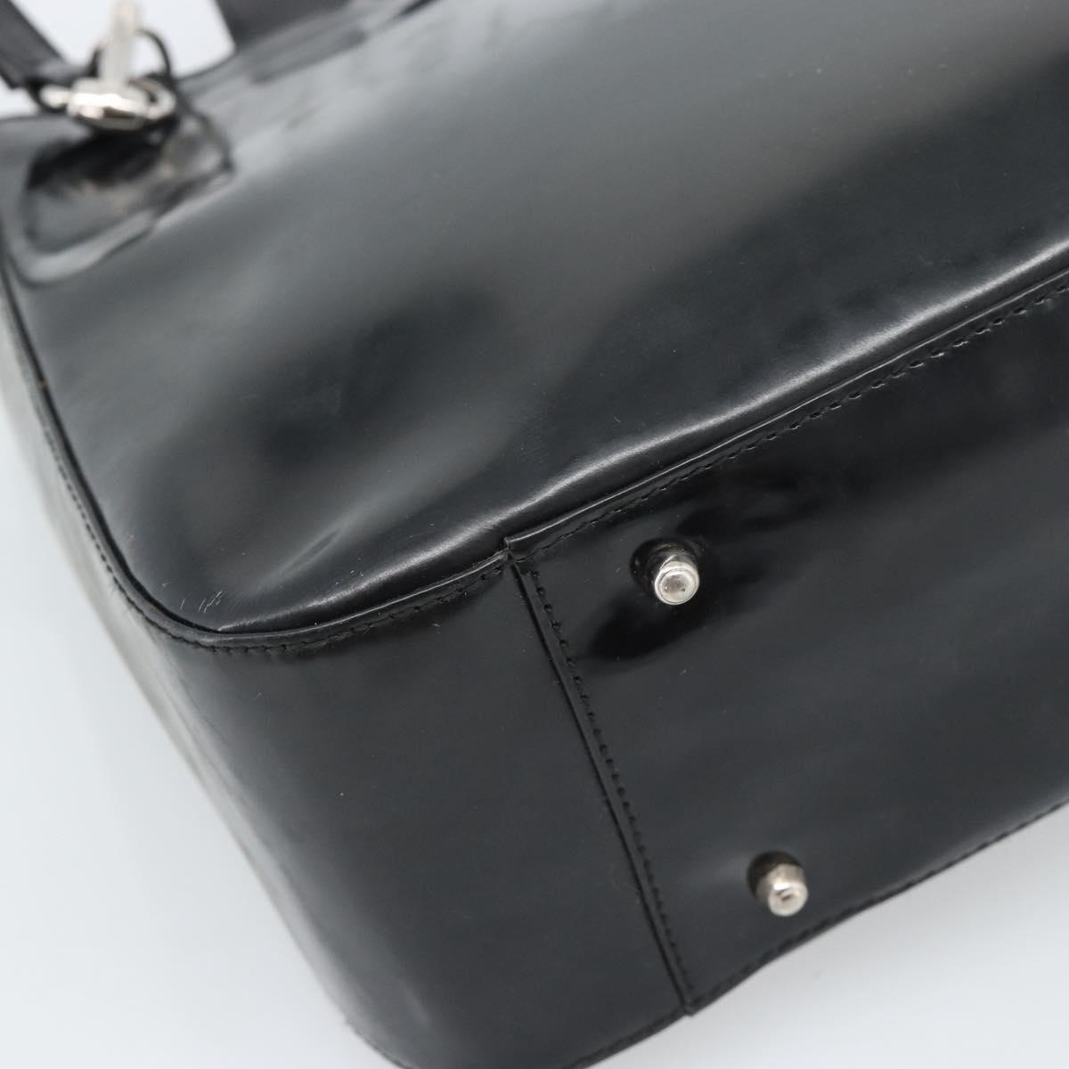 GUCCI Hand Bag Patent Leather 2way Black Silver 000 1013 0504 Auth 185190