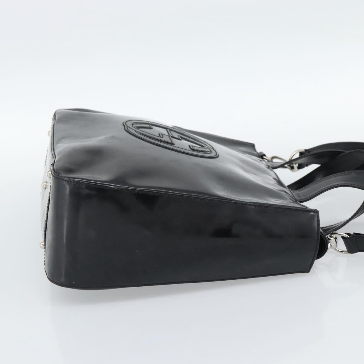 GUCCI Hand Bag Patent Leather 2way Black Silver 000 1013 0504 Auth 185190
