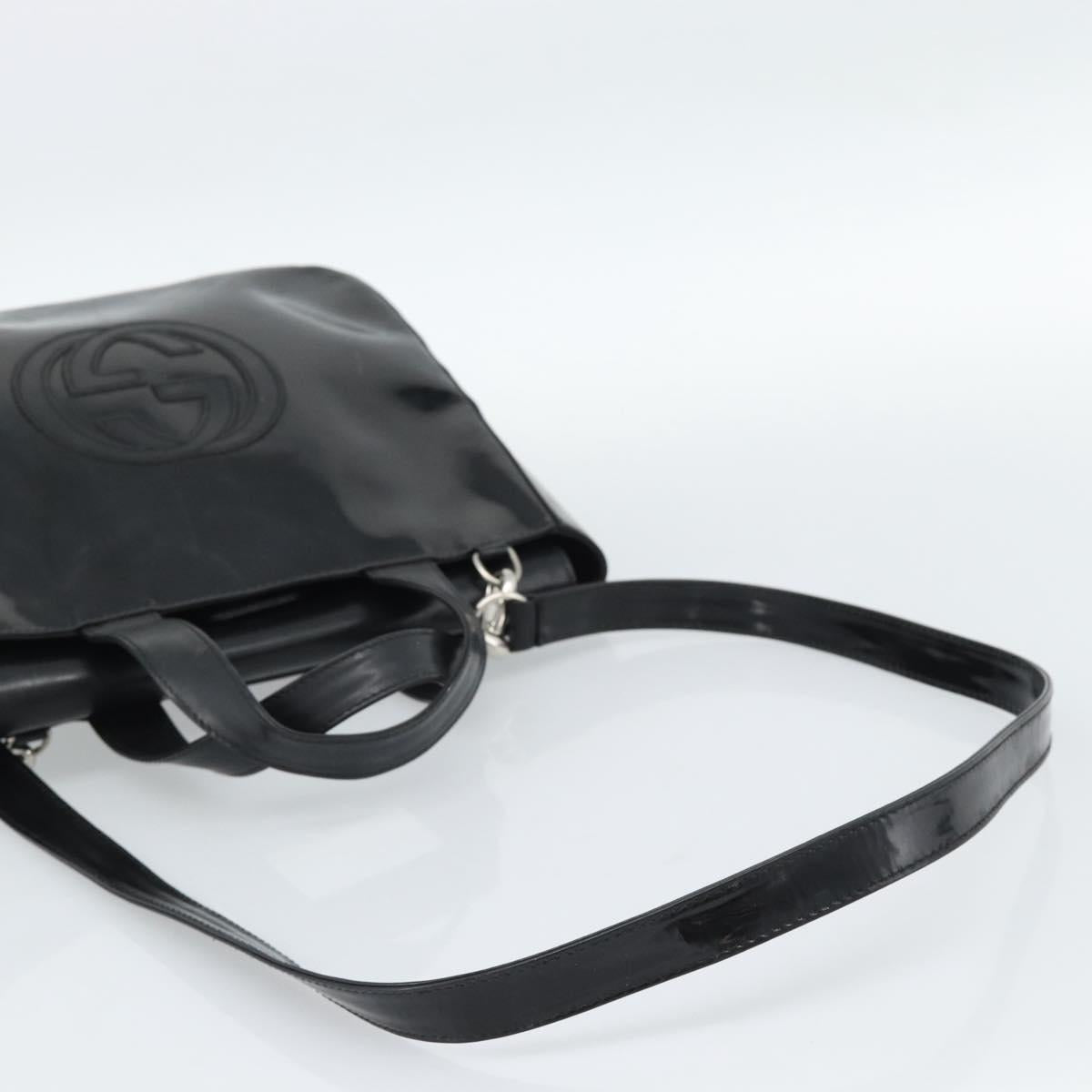GUCCI Hand Bag Patent Leather 2way Black Silver 000 1013 0504 Auth 185190