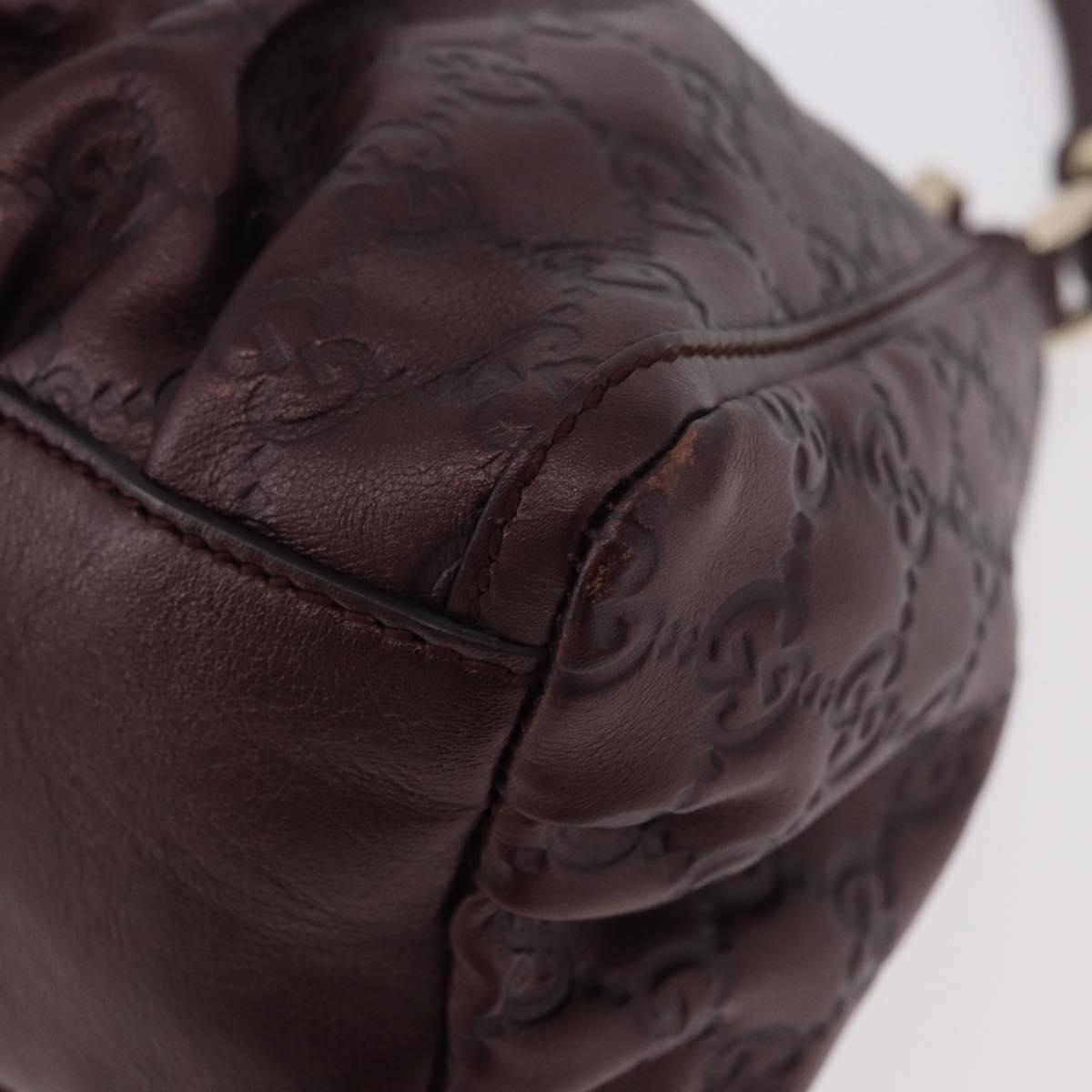 GUCCI GG Canvas Guccissima Abbey Bag Leather Bordeaux Gold 190525 Auth 185194V