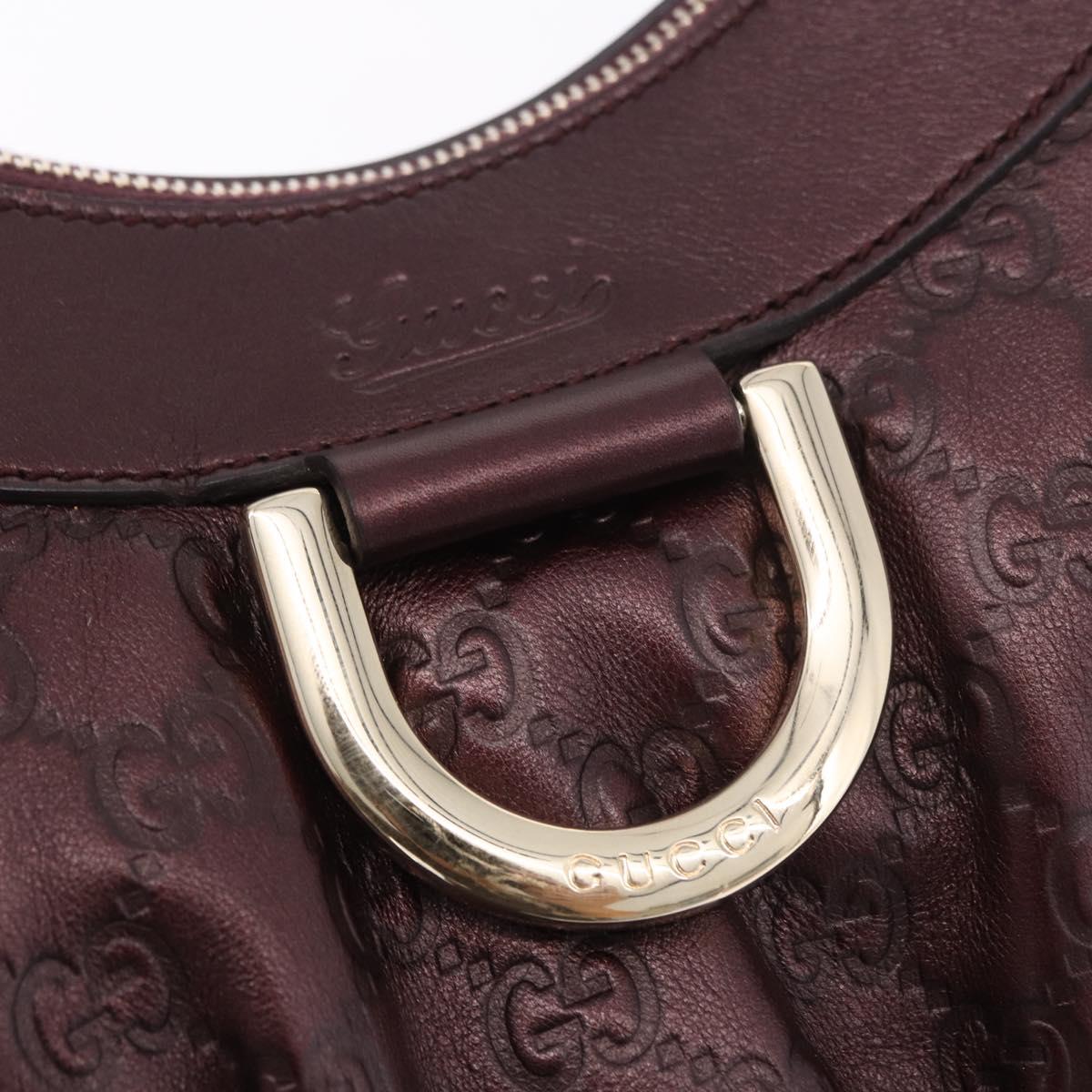 GUCCI GG Canvas Guccissima Abbey Bag Leather Bordeaux Gold 190525 Auth 185194V