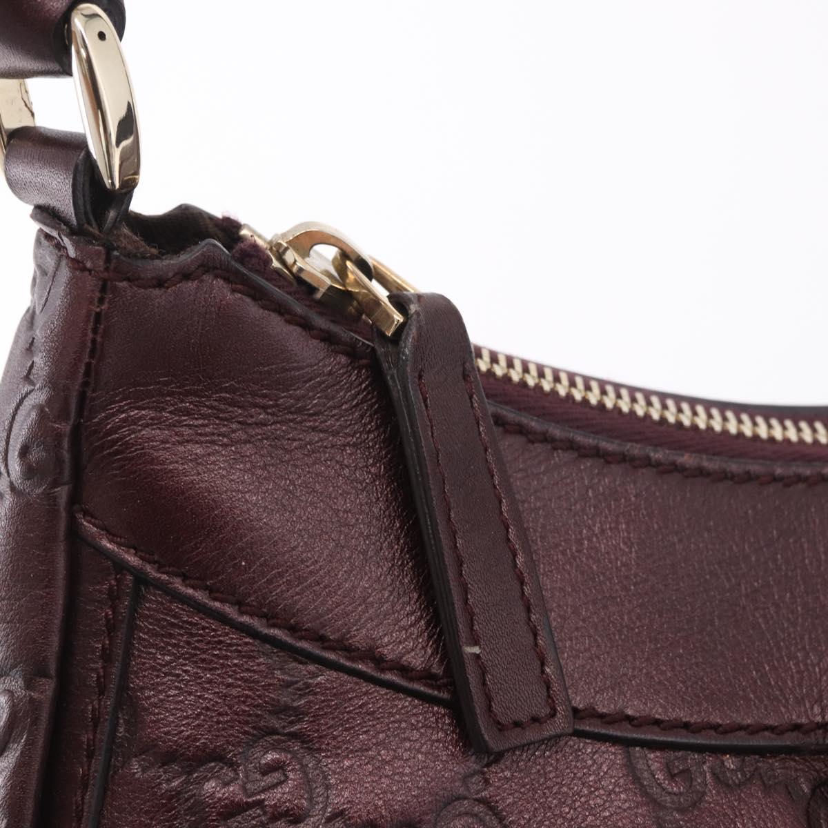 GUCCI GG Canvas Guccissima Abbey Bag Leather Bordeaux Gold 190525 Auth 185194V