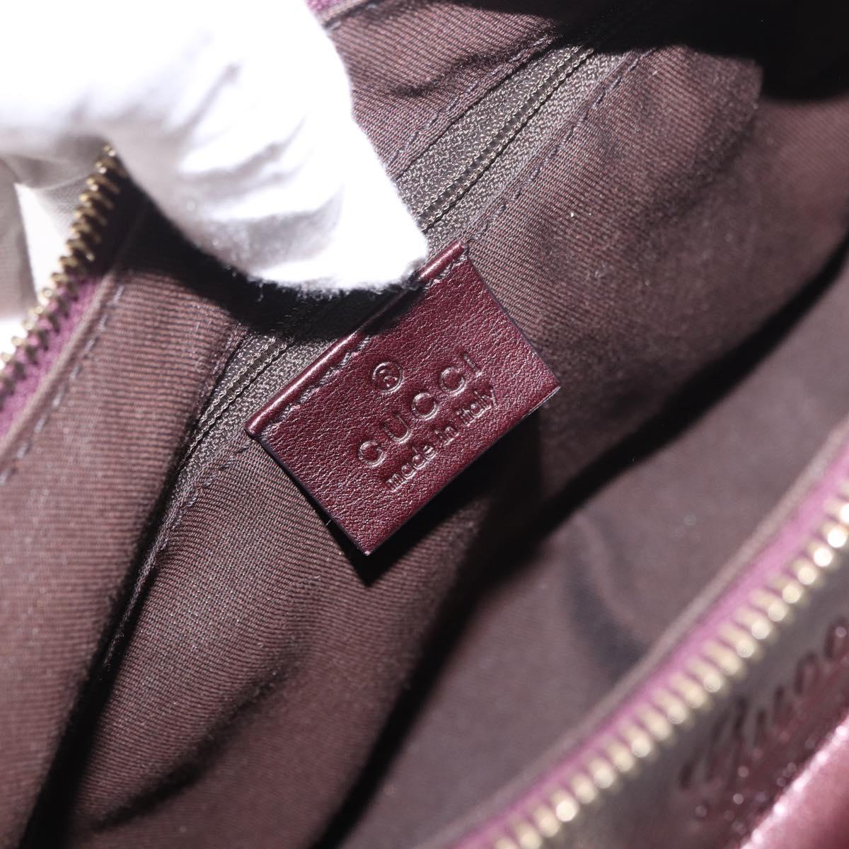 GUCCI GG Canvas Guccissima Abbey Bag Leather Bordeaux Gold 190525 Auth 185194V