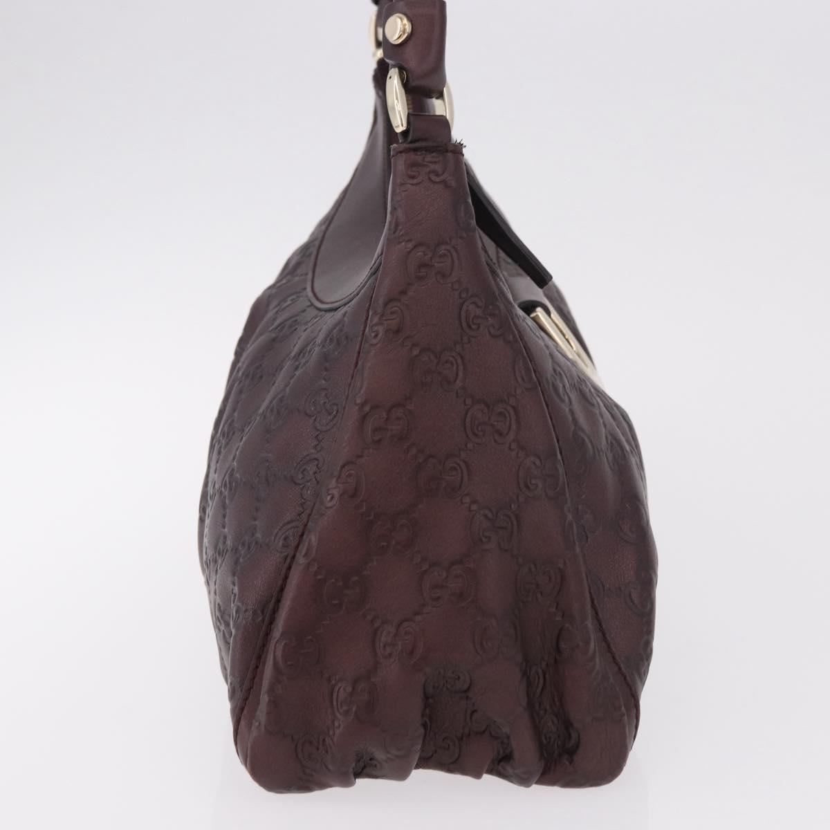 GUCCI GG Canvas Guccissima Abbey Bag Leather Bordeaux Gold 190525 Auth 185194V