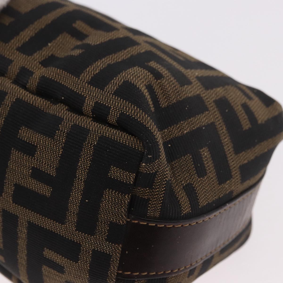 FENDI Zucca Canvas Hand Pouch Black Brown Auth 185198