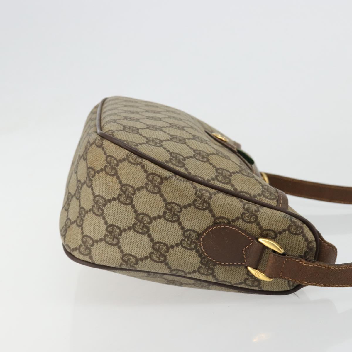 GUCCI GG Supreme Web Sherry Line Bag PVC Beige Gold 89 02 077 Auth 185199