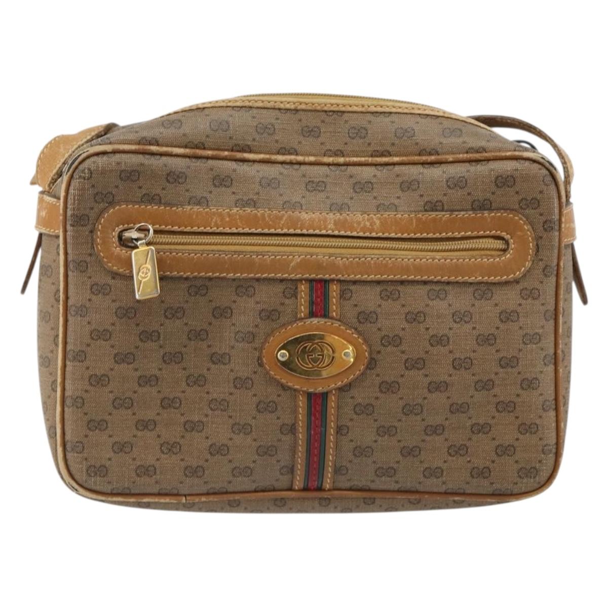 GUCCI Micro GG Supreme Web Sherry Line Bag PVC Beige 007 904 0008 Auth 185200