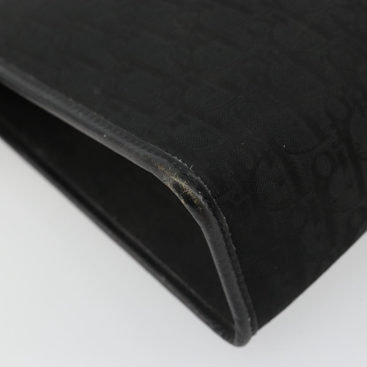 Christian Dior Trotter Canvas Clutch Bag Black Gold Auth 185202