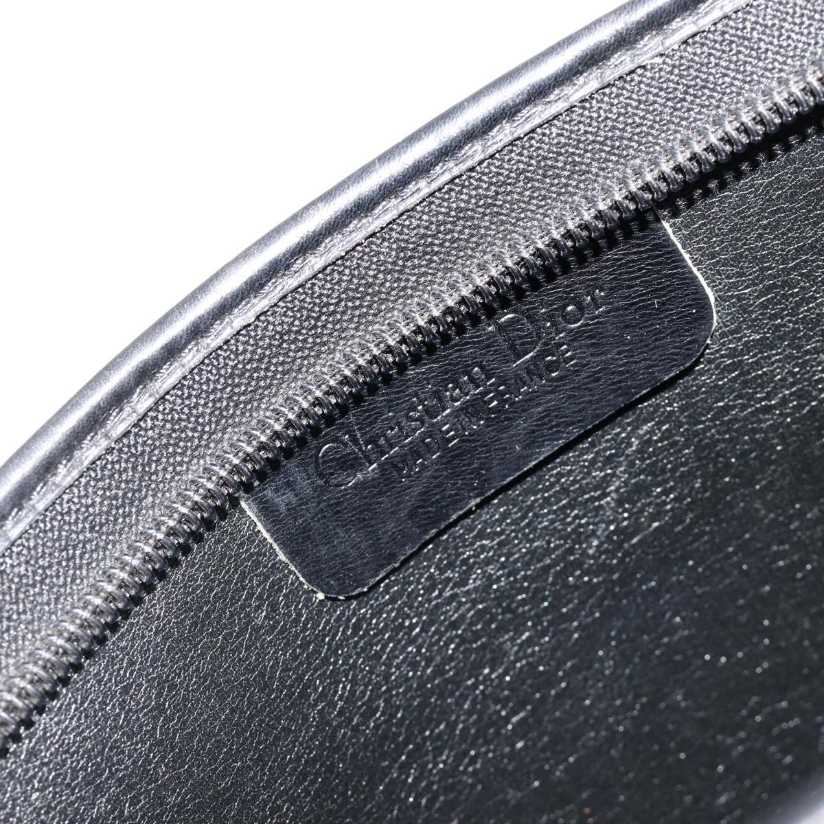 Christian Dior Trotter Canvas Clutch Bag Black Gold Auth 185202