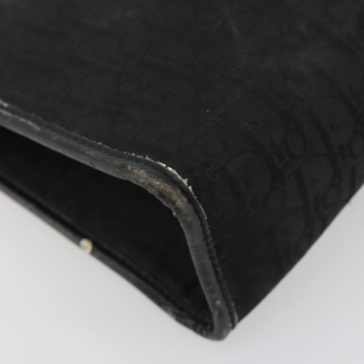 Christian Dior Trotter Canvas Clutch Bag Black Gold Auth 185202