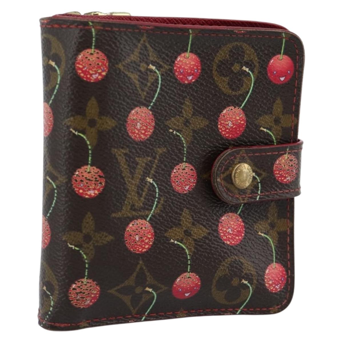 LOUIS VUITTON Monogram Cherry Compact zip Bifold Wallet M95005 LV Auth 185206