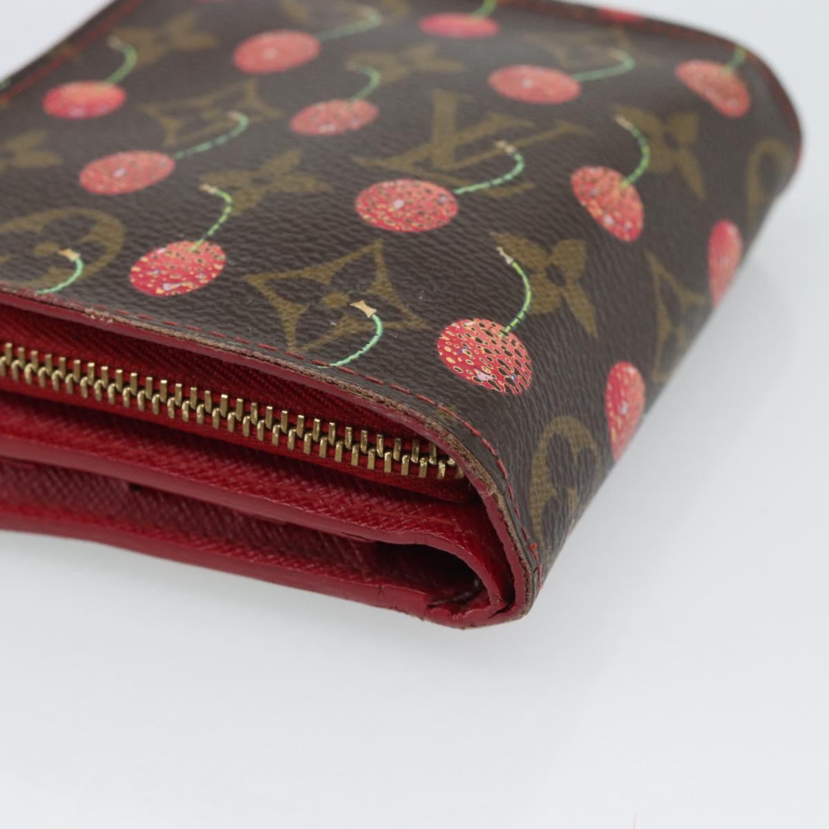 LOUIS VUITTON Monogram Cherry Compact zip Bifold Wallet M95005 LV Auth 185206