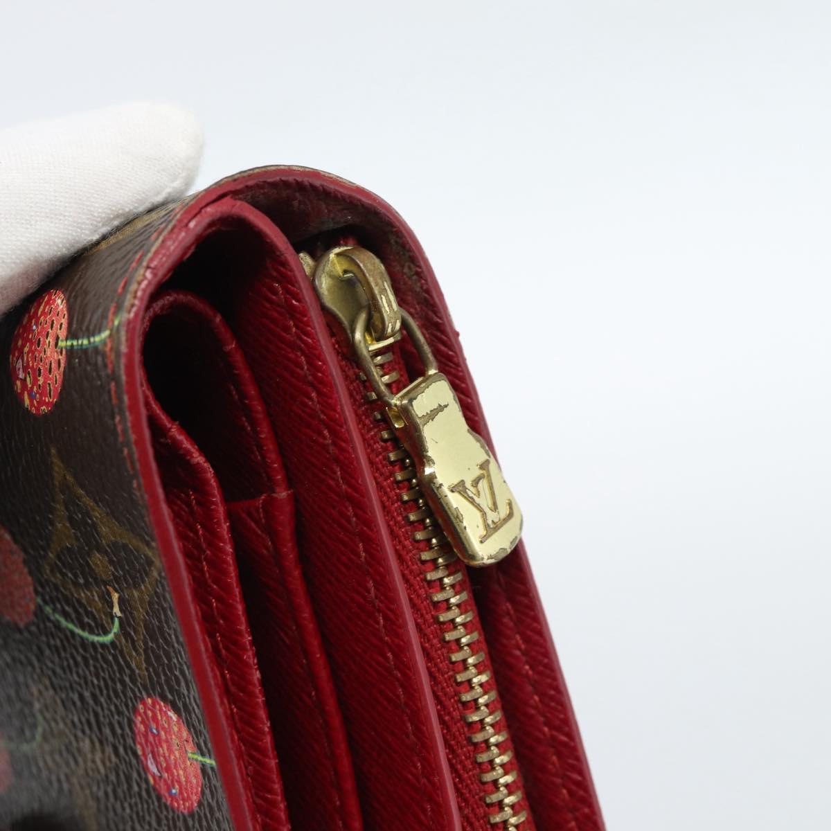 LOUIS VUITTON Monogram Cherry Compact zip Bifold Wallet M95005 LV Auth 185206