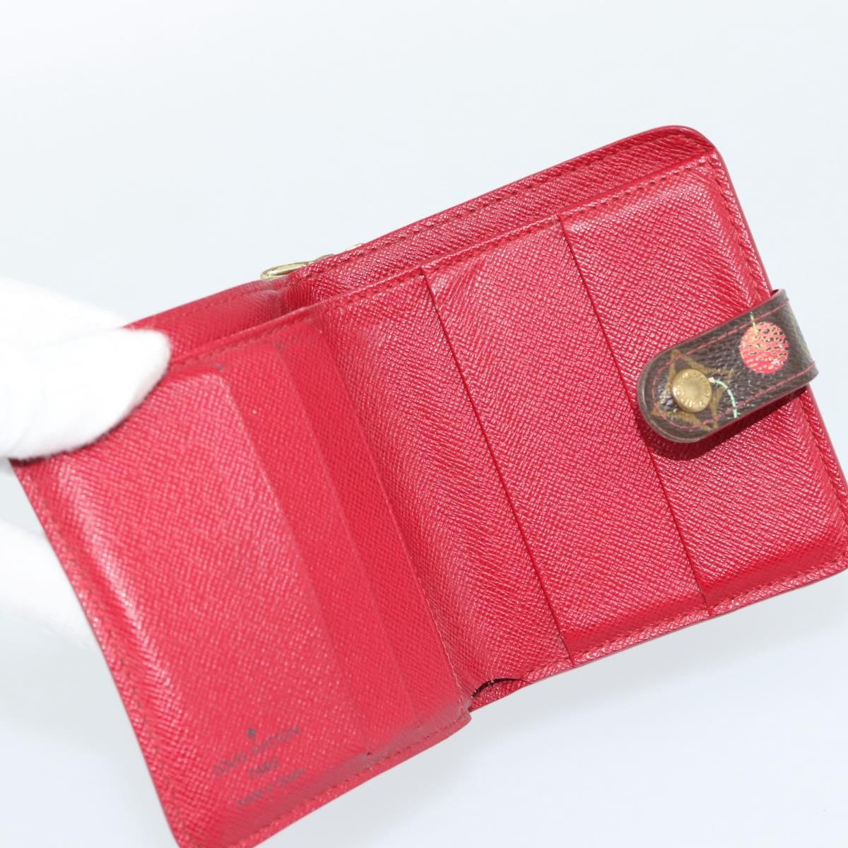 LOUIS VUITTON Monogram Cherry Compact zip Bifold Wallet M95005 LV Auth 185206