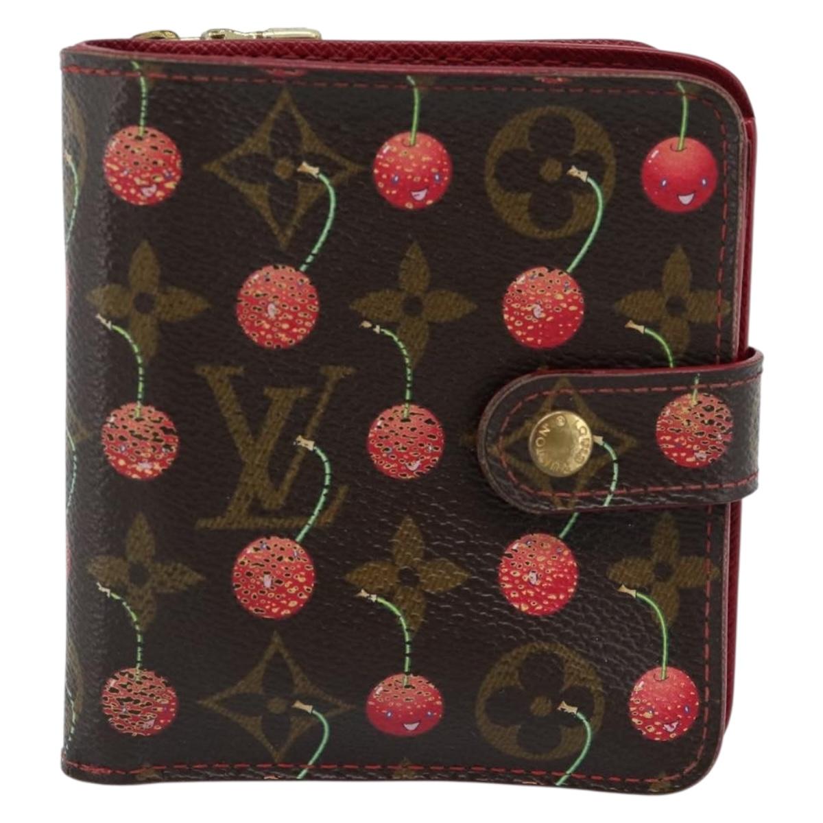 LOUIS VUITTON Monogram Cherry Compact zip Bifold Wallet M95005 LV Auth 185206