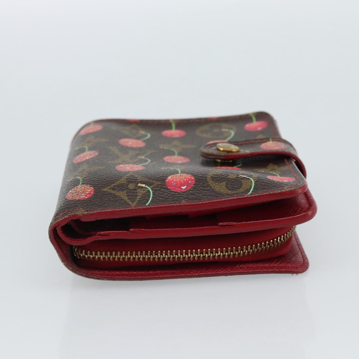 LOUIS VUITTON Monogram Cherry Compact zip Bifold Wallet M95005 LV Auth 185206