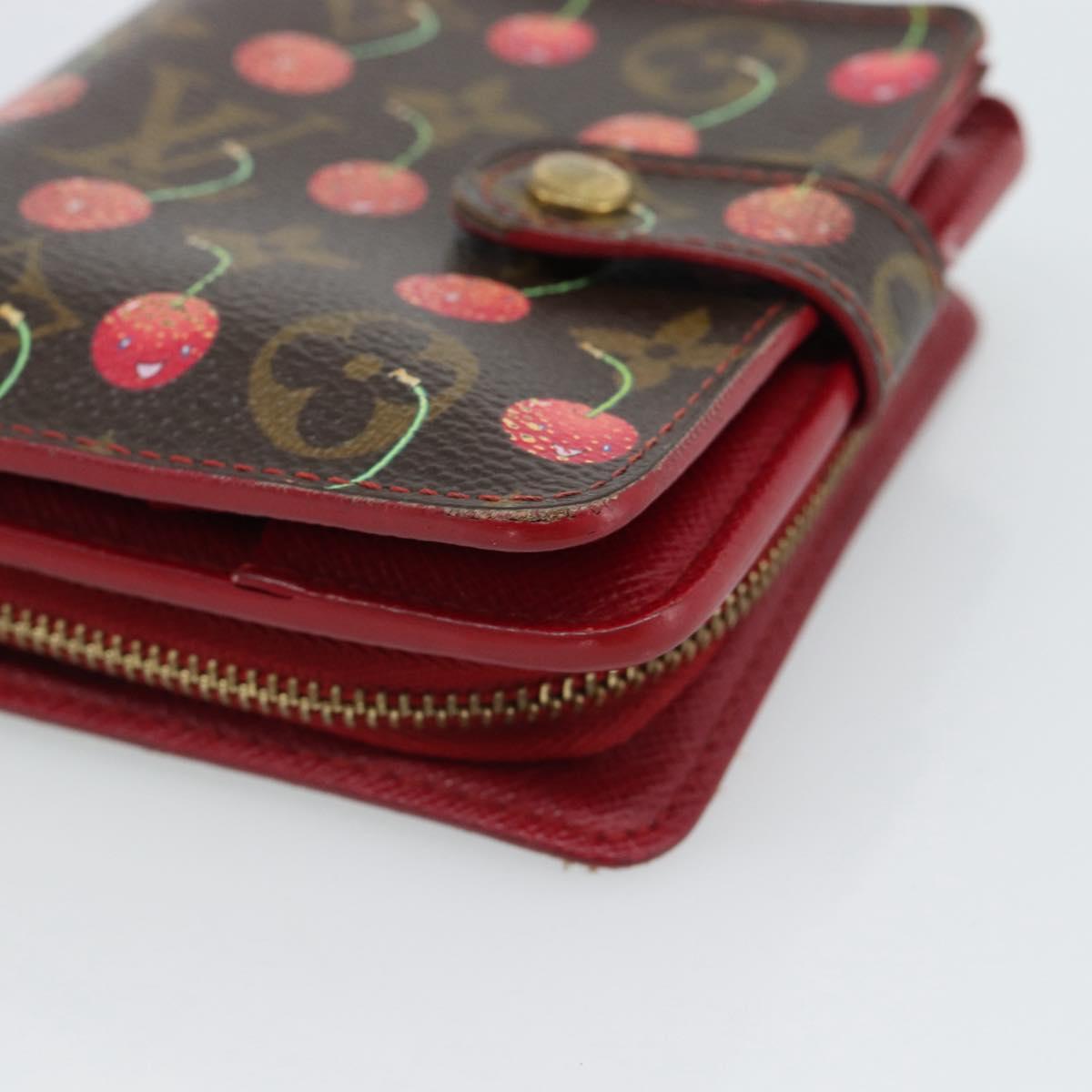 LOUIS VUITTON Monogram Cherry Compact zip Bifold Wallet M95005 LV Auth 185206