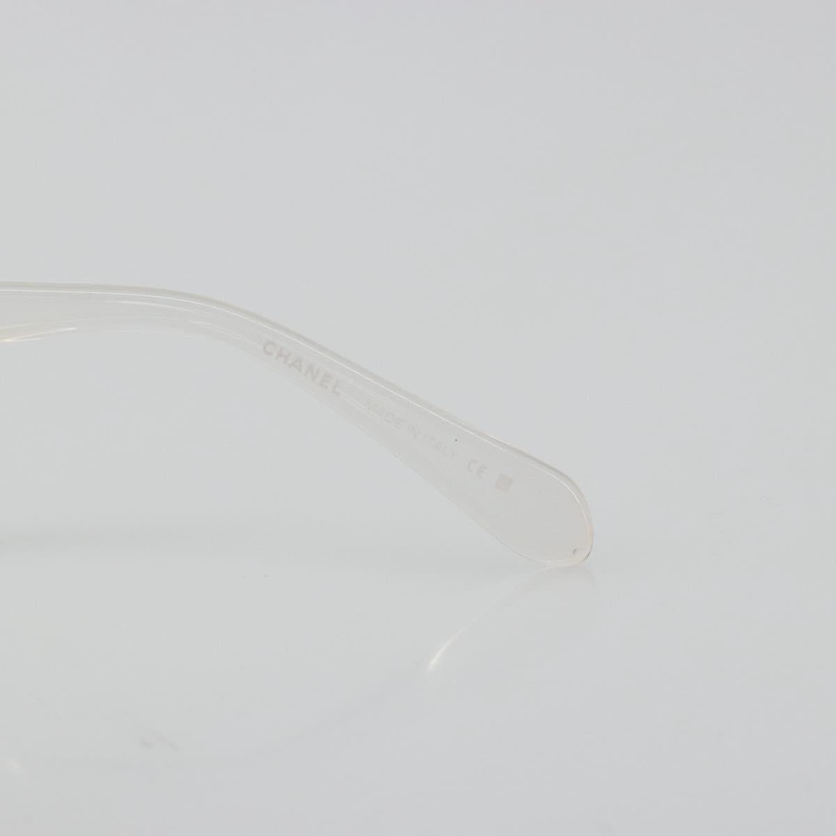 CHANEL Sunglasses Plastic Clear Silver CC Auth 185209
