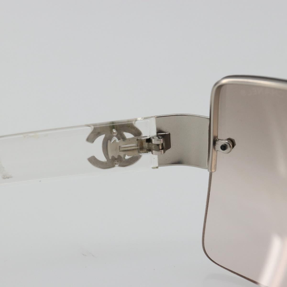 CHANEL Sunglasses Plastic Clear Silver CC Auth 185209