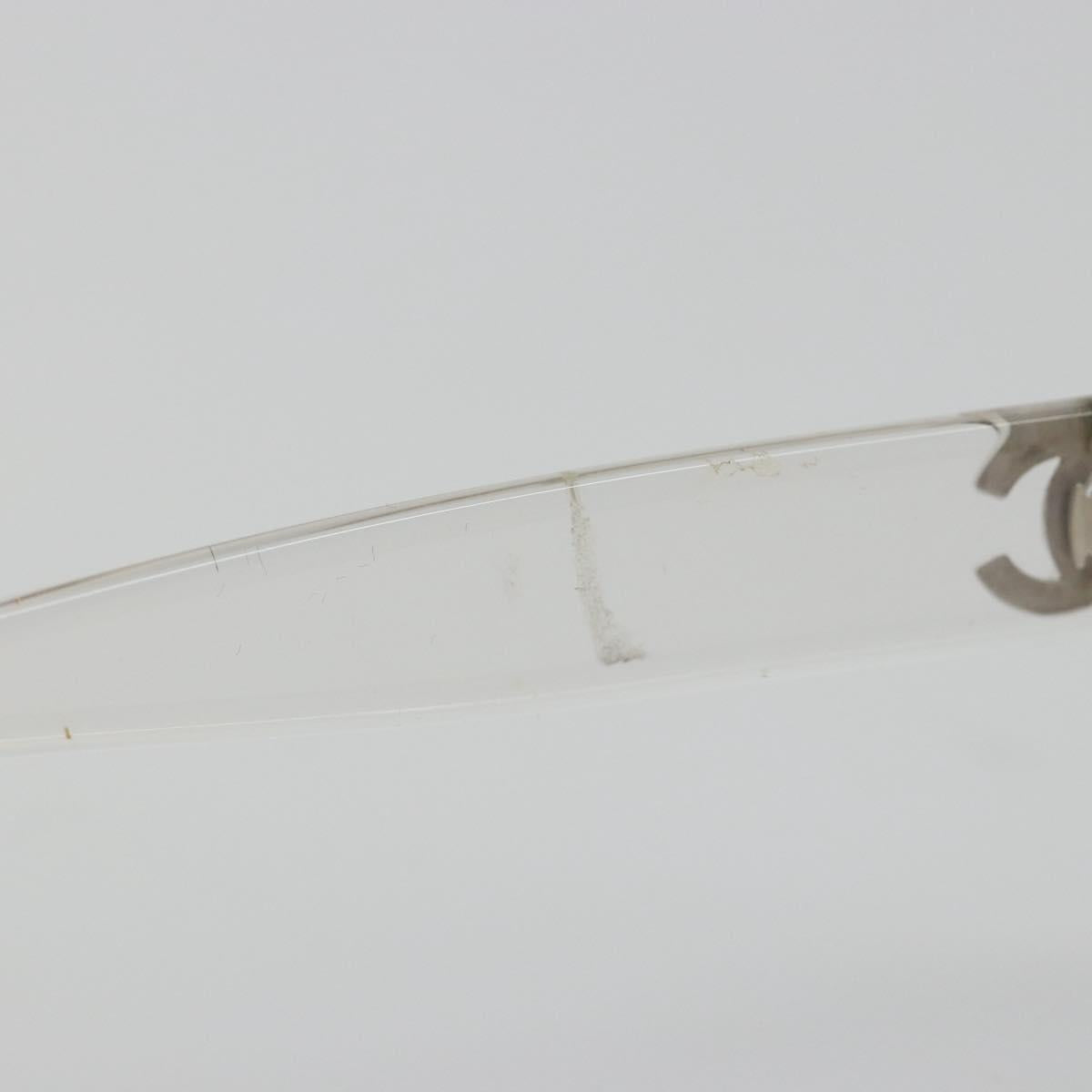 CHANEL Sunglasses Plastic Clear Silver CC Auth 185209