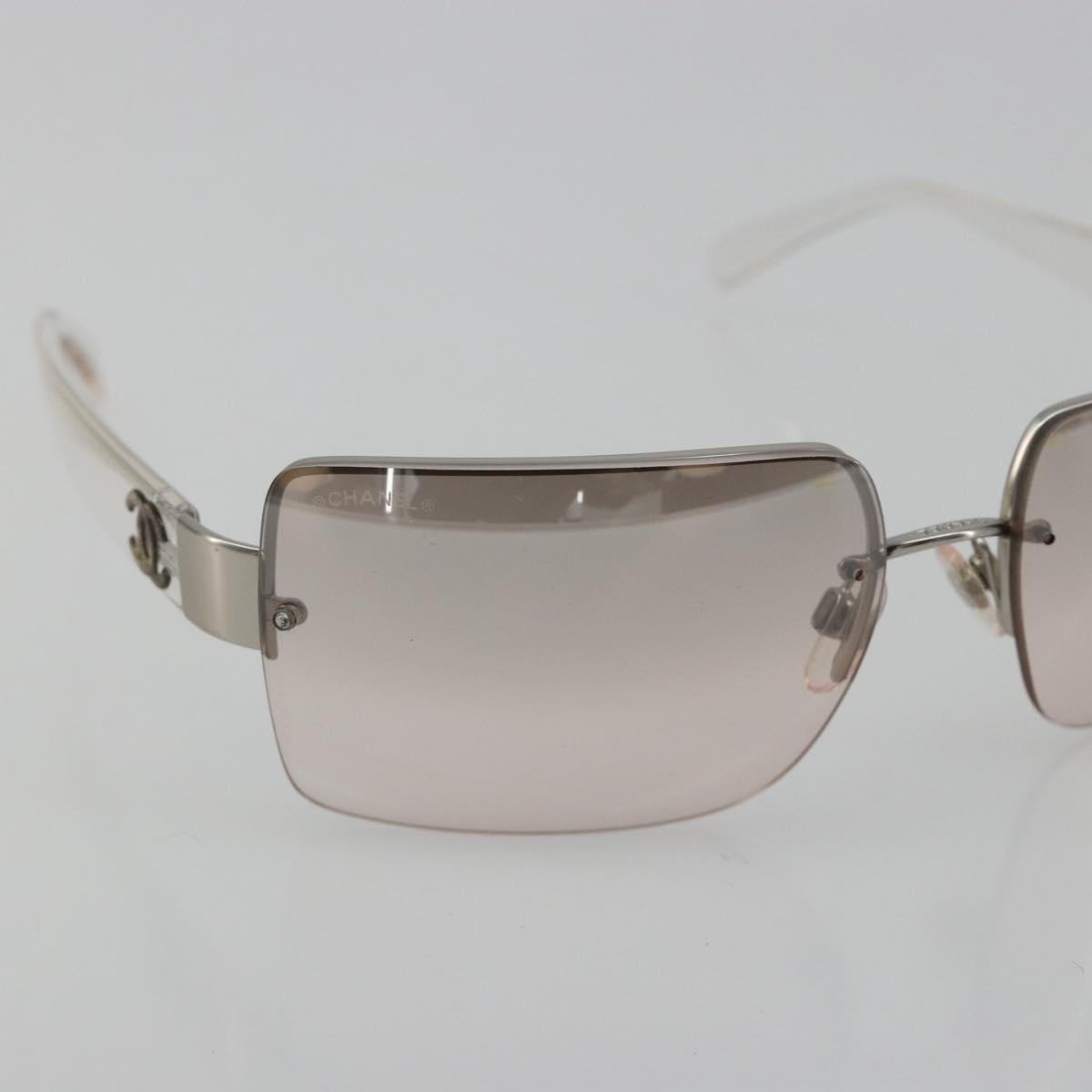 CHANEL Sunglasses Plastic Clear Silver CC Auth 185209