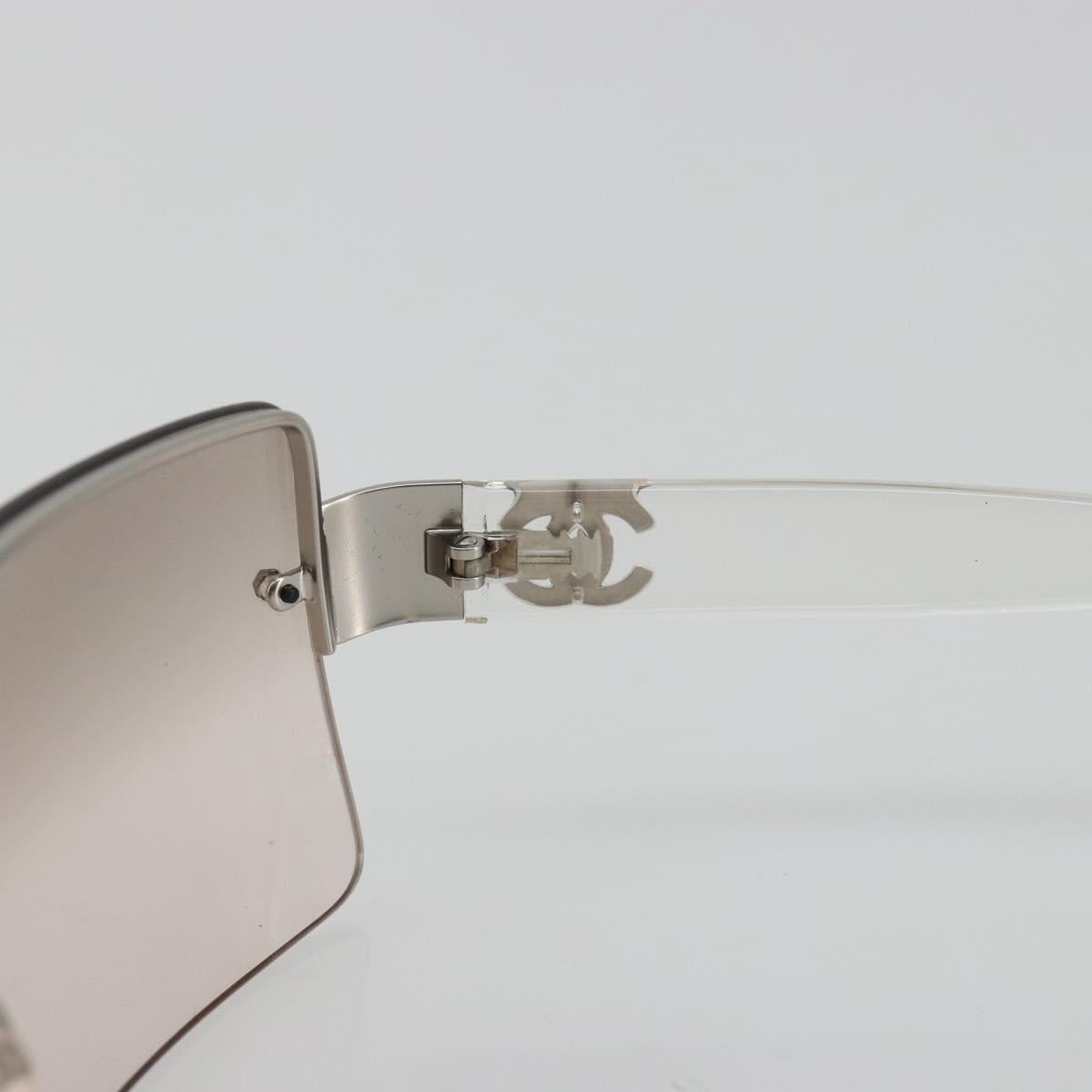 CHANEL Sunglasses Plastic Clear Silver CC Auth 185209