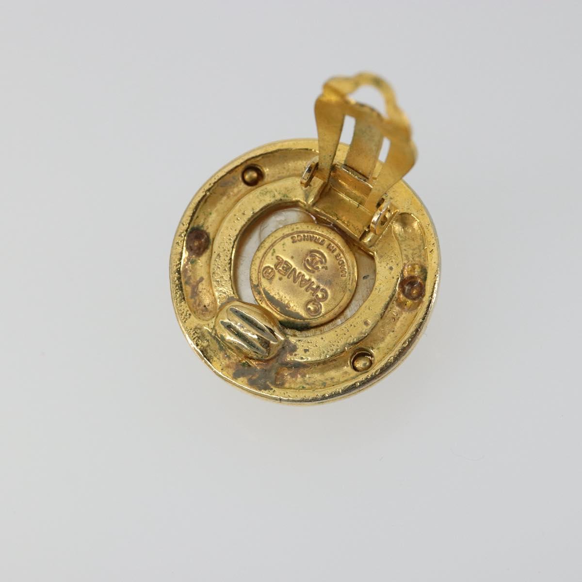 CHANEL Earring metal Gold Tone CC Auth 185222V