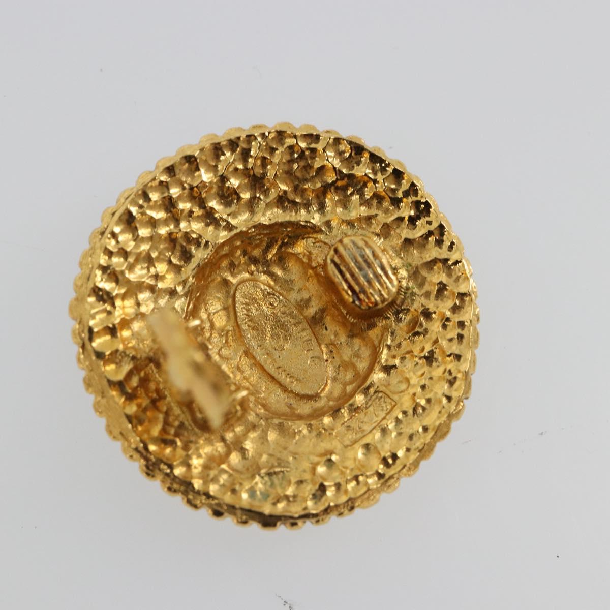CHANEL Earring metal Gold Tone CC Auth 185223