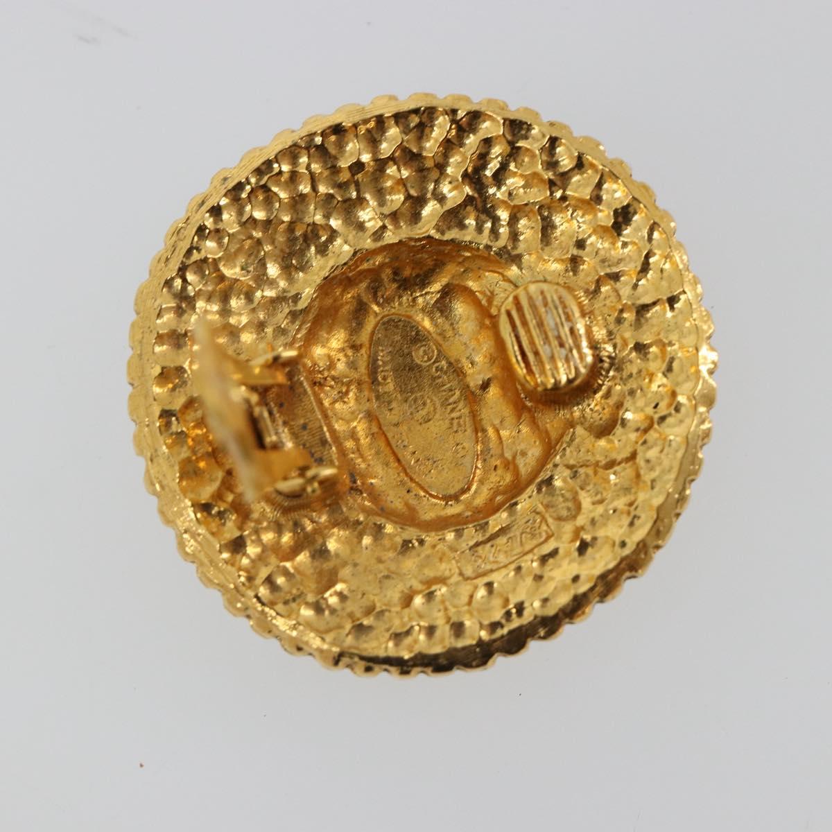 CHANEL Earring metal Gold Tone CC Auth 185223