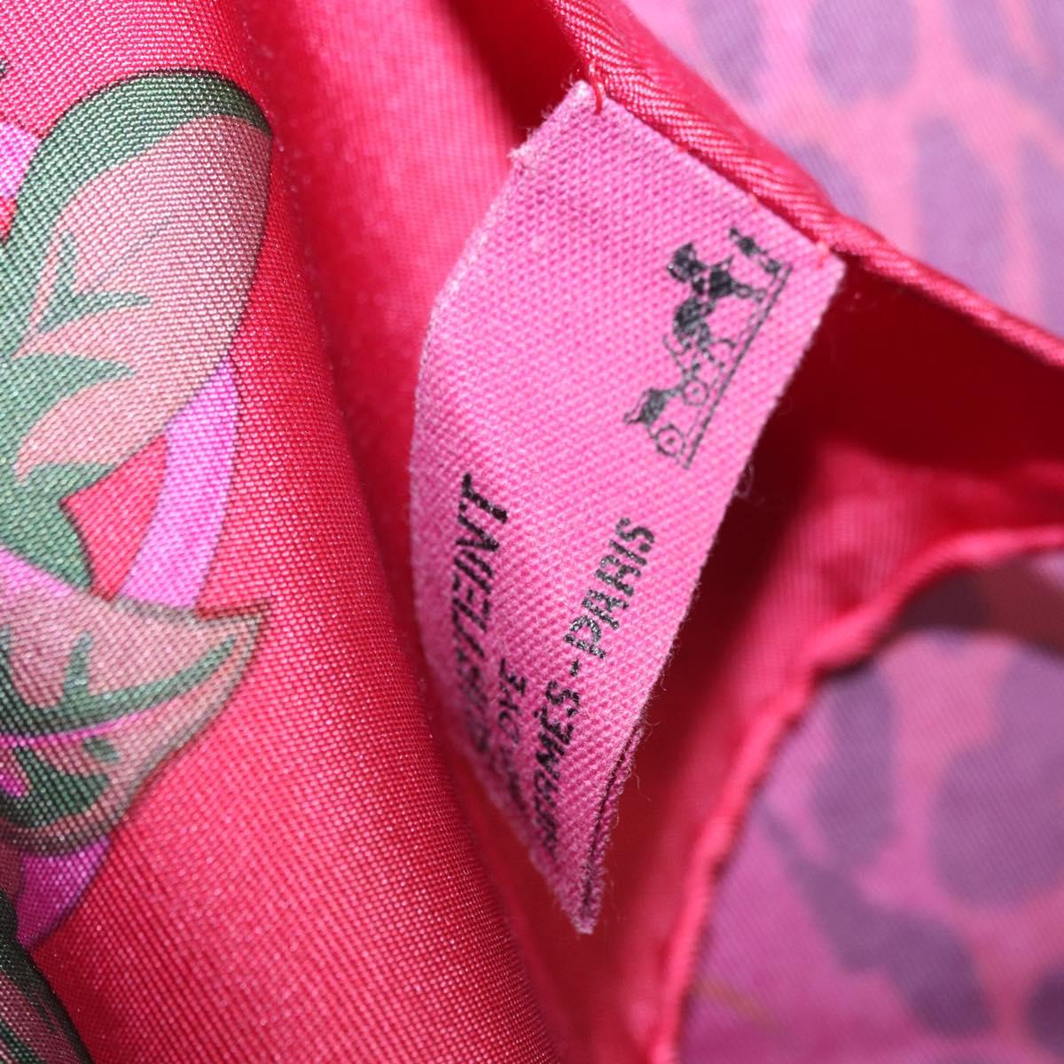 HERMES Carre 90 Scarf Silk ""JUNGLE LOVE"" Pink Auth 185241