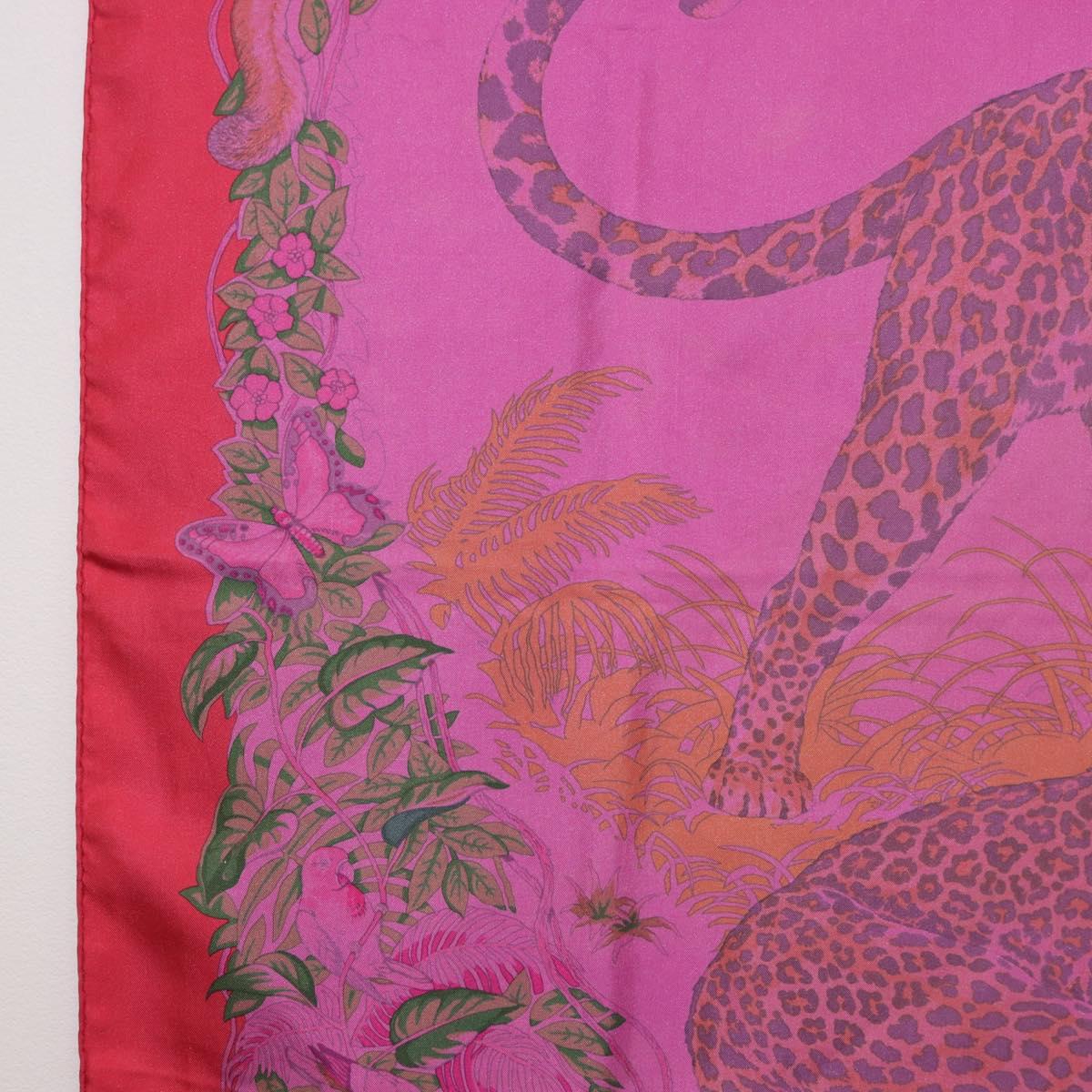 HERMES Carre 90 Scarf Silk ""JUNGLE LOVE"" Pink Auth 185241